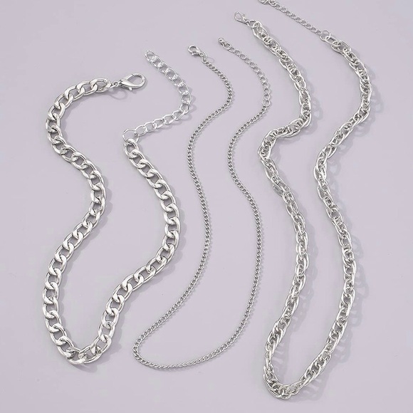 NWT Three Layer Boho Chic Silver Choker Necklace - Picture 3 of 3